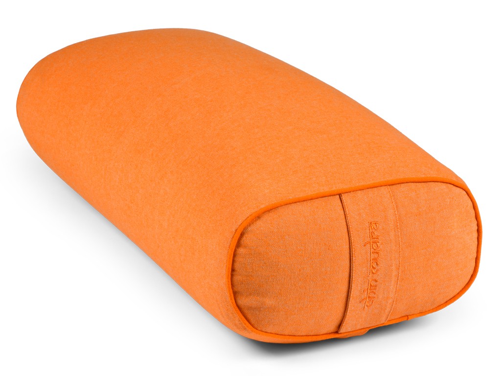 Item Almofada oval de ioga em chambray de algodão orgânico - Espelta Chambray açafrão