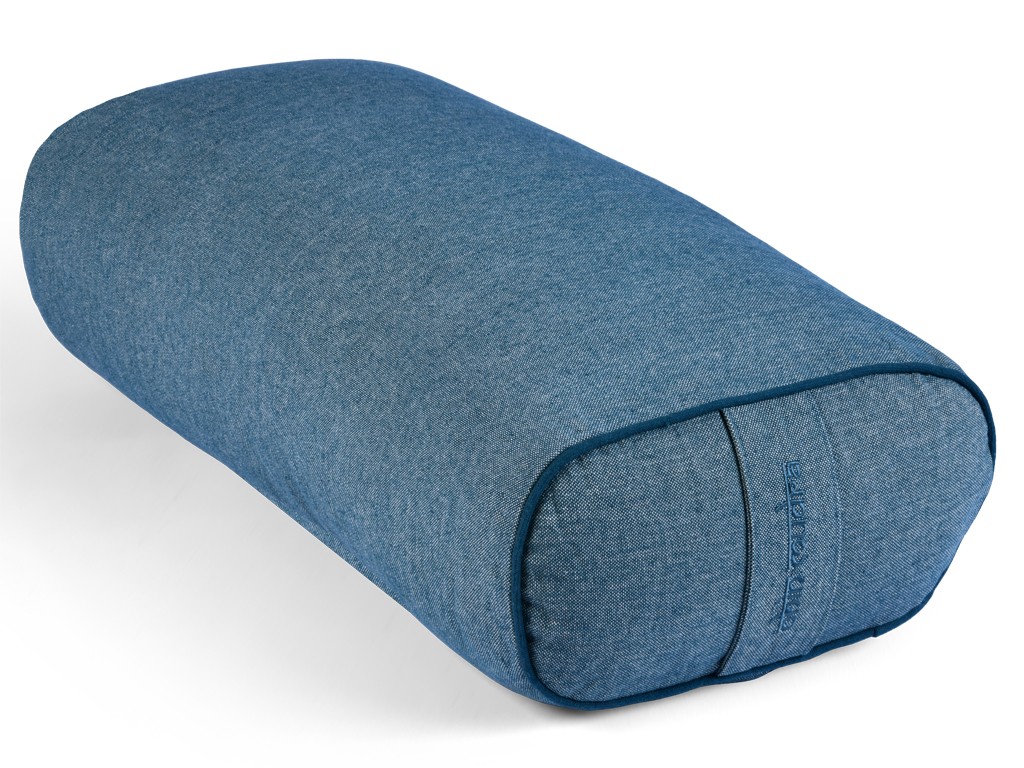 Item Bolster de yoga Ovale en Chambray de coton biologique - Épeautre Bleu chambray