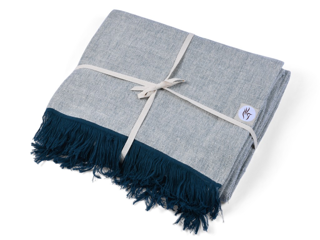 Item Couverture de méditation Chambray en Coton Bio Coton Chambray Bleu