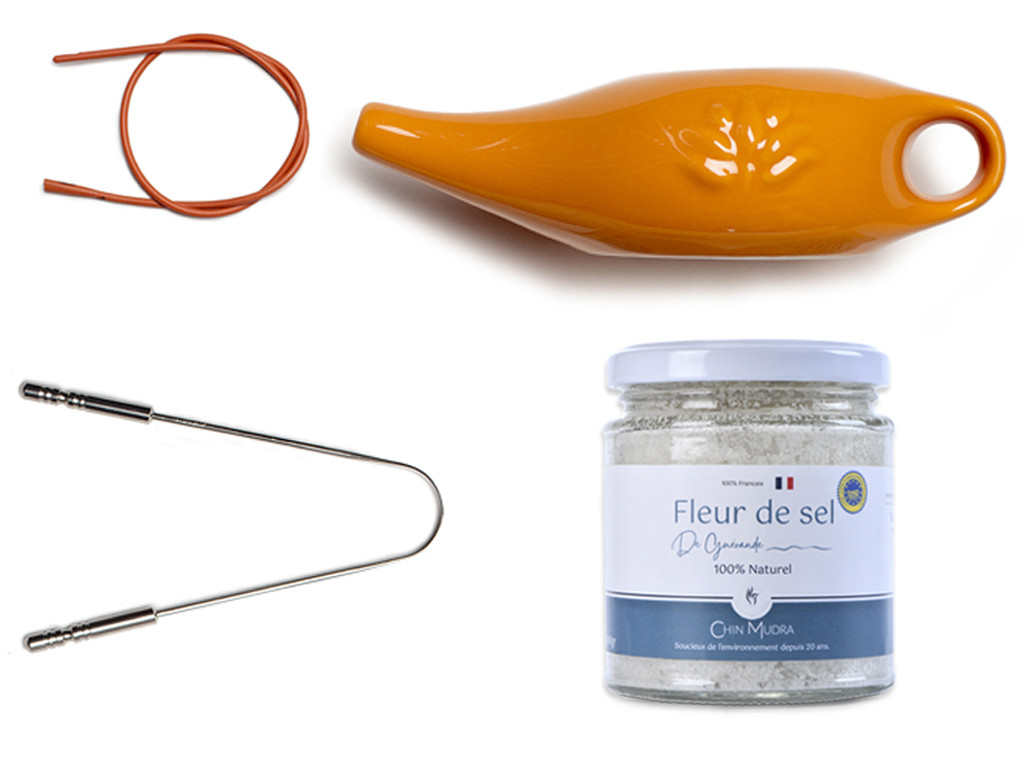 Item Kit Lota Jala Neti complet Porcelaine Orange Safran 250 ml