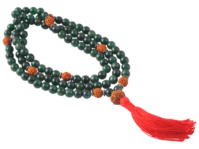 Item Mala 108 perles 8mm Jade & Rudraksha