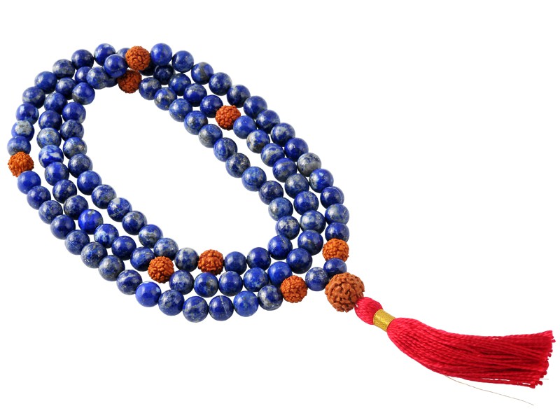 Item Mala 108 perles 8mm Lapis Lazuli & Rudraksha