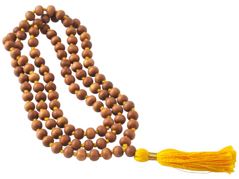 Item Mala 108 perles 8mm Santal/Jaune