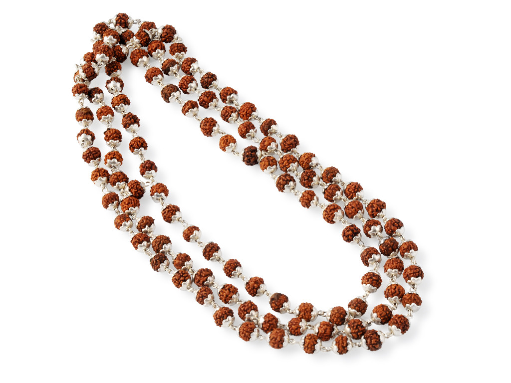 Item Mala 108 perles - Argent massif & Rudraksha 6mm Mala 108