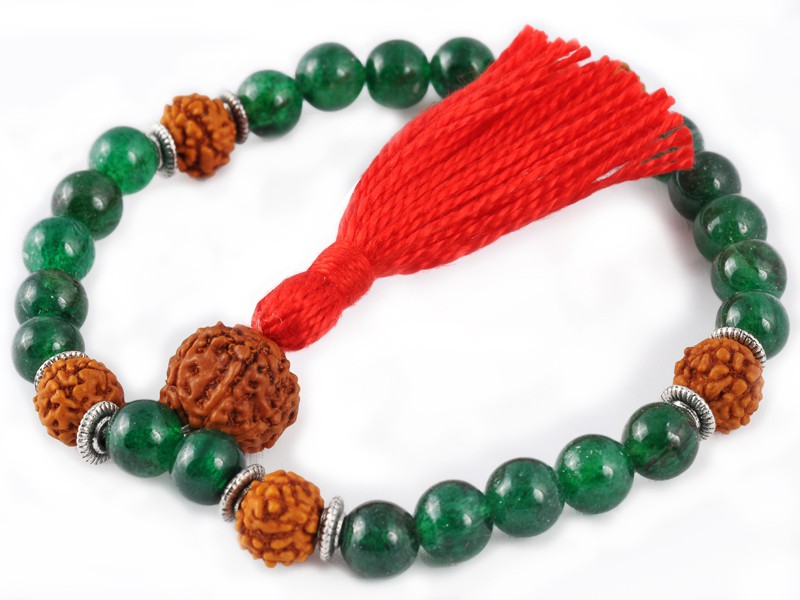 Item Mala 27 perles Jade & Rudraksha