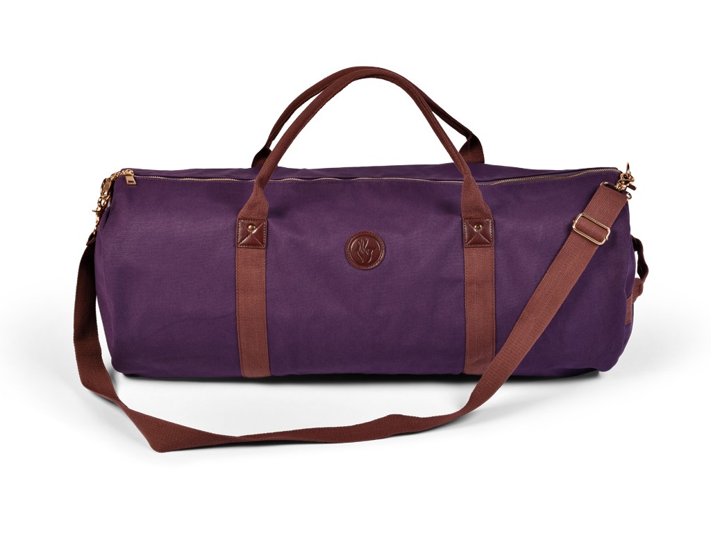 Item Bolsa para tapete de ioga Adventurer em algodão orgânico e couro vegano - Ameixa 30 cm x 70 cm