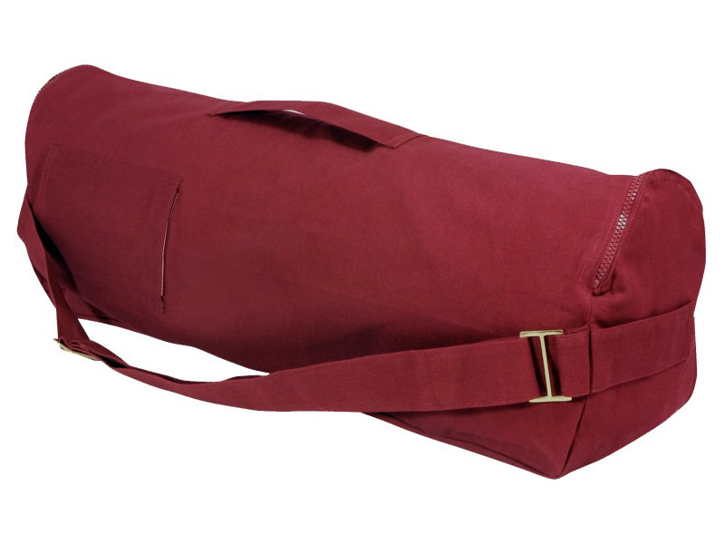 Item Bolsa para tapete de ioga elegante e moderna, 100% algodão orgânico, 80 cm x 17 cm. Bordéus