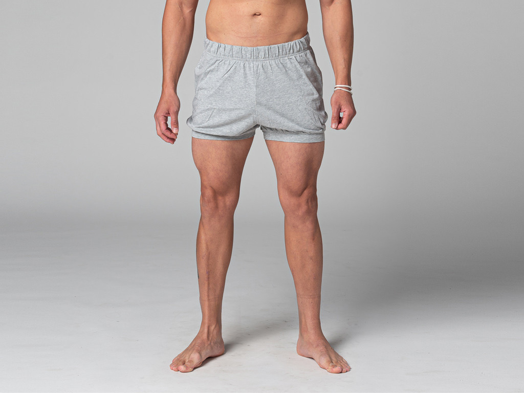 Item Shorts Masculino Iyengar Tradicional - Algodão Orgânico Cinza