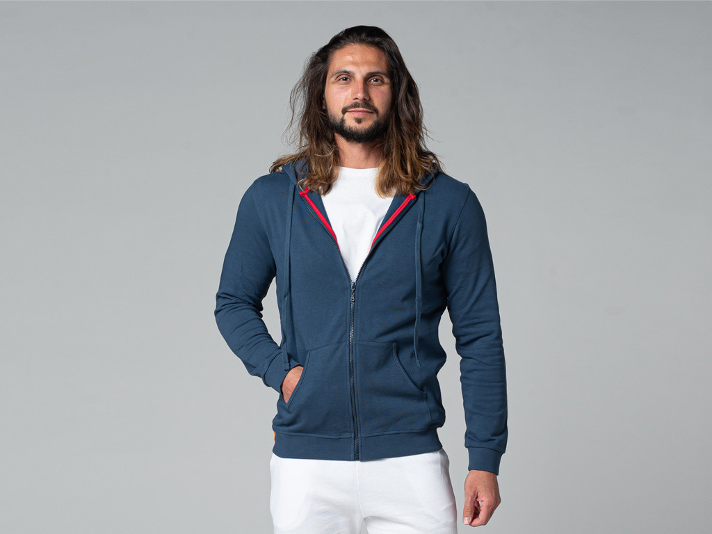 Item Sweat a Capuche Homme 100% Bio Bleu