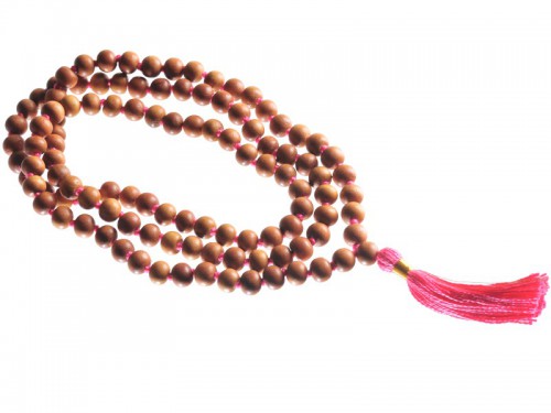 Mala 108 perles 8mm - Santal/Rose