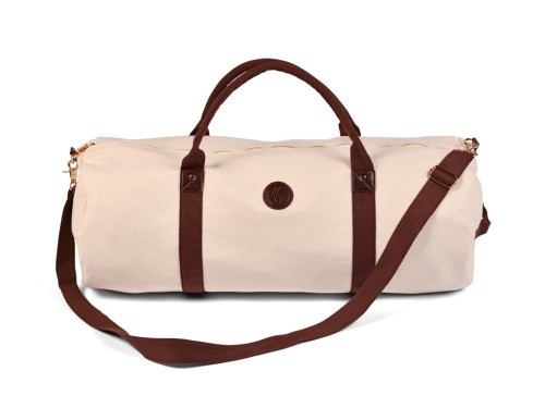 Bolsa para tapete de ioga para uso externo em algodão orgânico e couro vegano - Cru